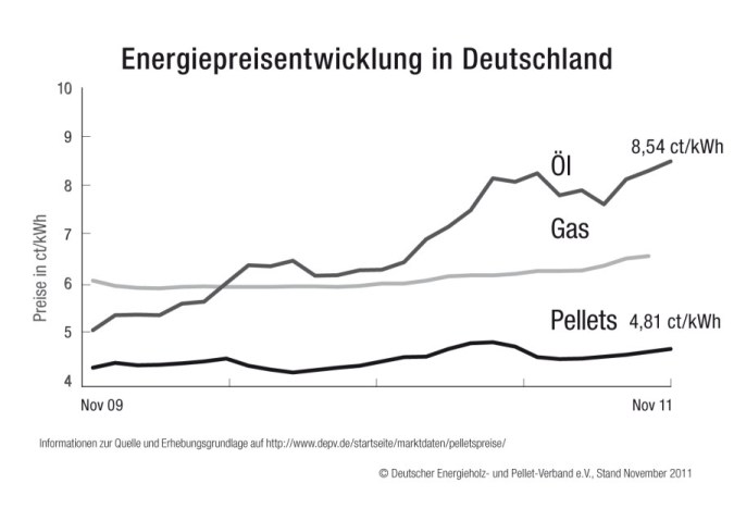 стоимость отопления разными видами толива в Германии 